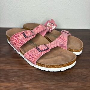 Birkenstock Sydney Vegan Shiny Snake Pink Rose Sandals Birko EU 36 US 5- 5.5